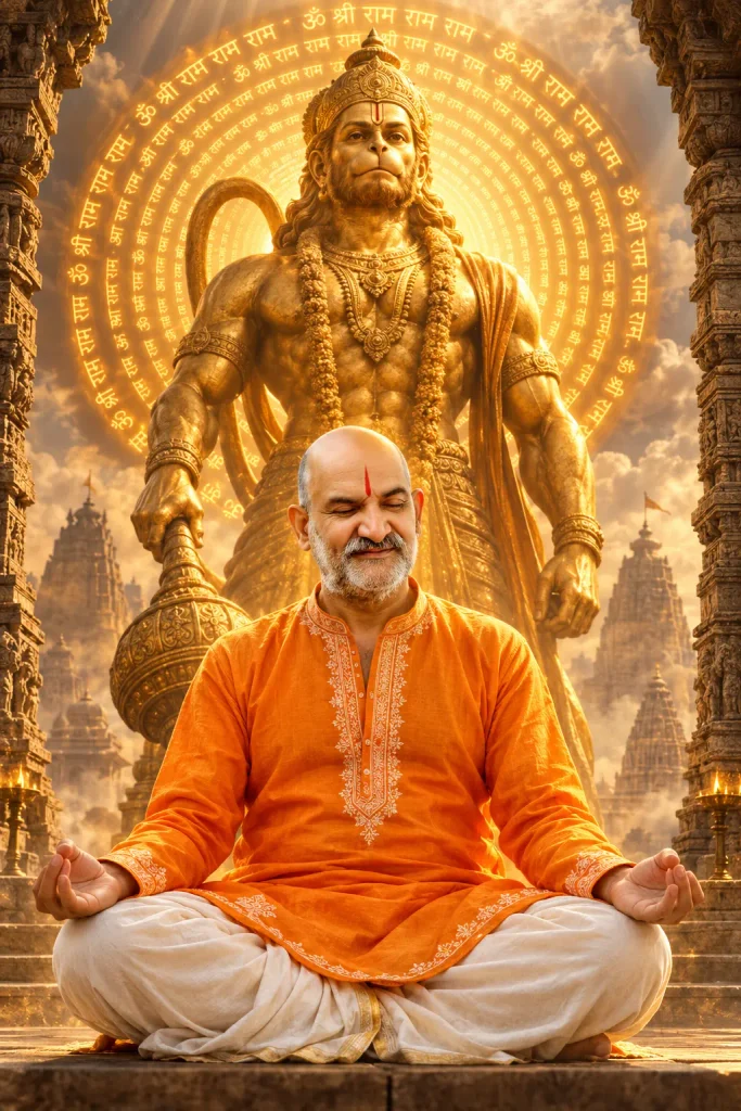 neem karoli baba with hanuman ji photo