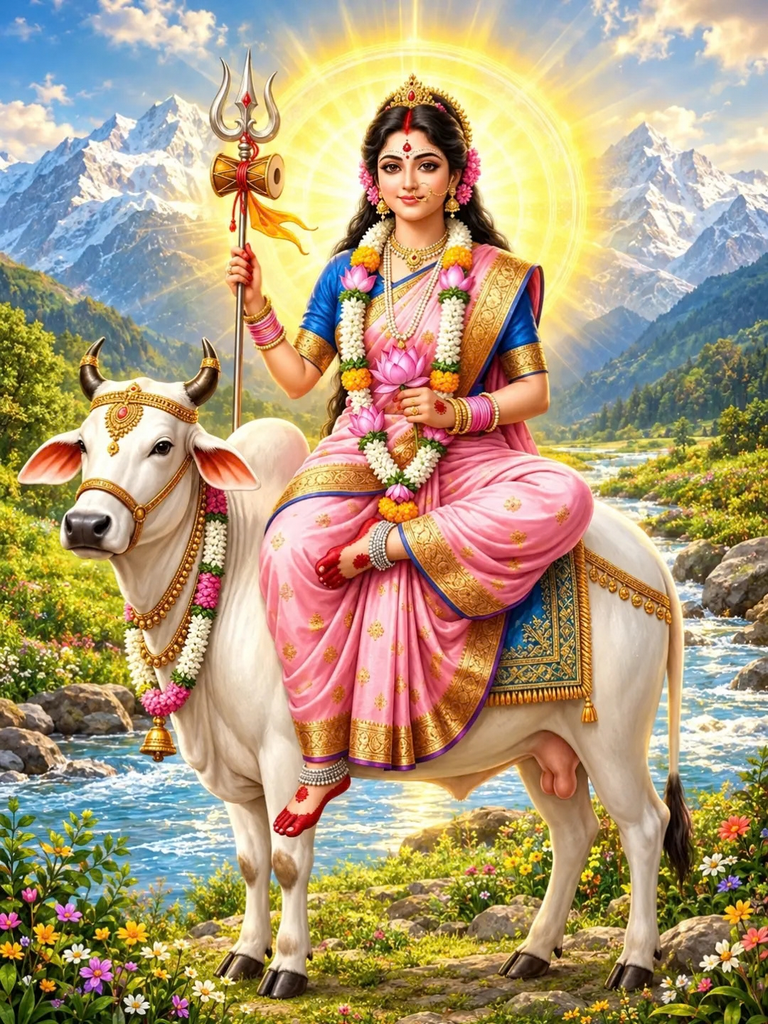 Goddess Shailputri Hd Wallpaper 4k